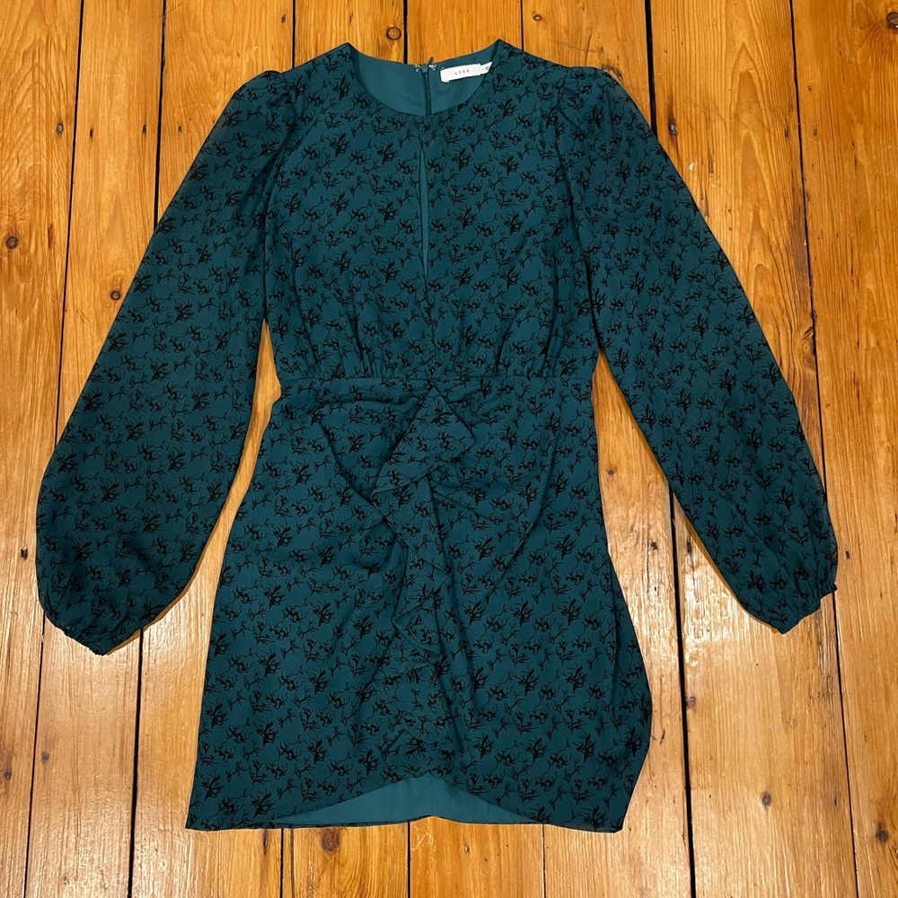 Lush Green Long Sleeve Mini Dress